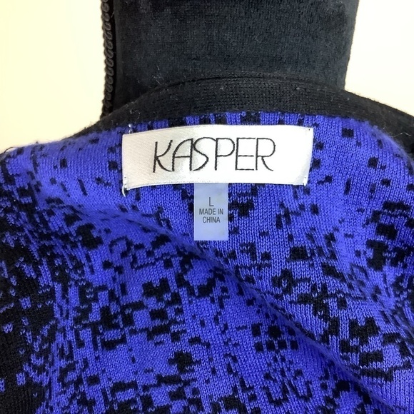 KASPER COLORBLOCK OPEN FRONT ASYMMETRICAL CARDIGAN - Picture 4 of 7